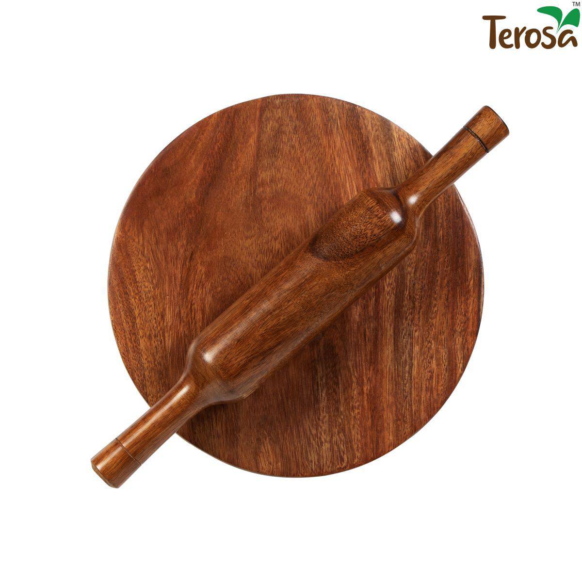 Indian Rosewood or Sheesham Chakla Belan/Rolling Board & Pin Set | Verified Sustainable by Brown Living™