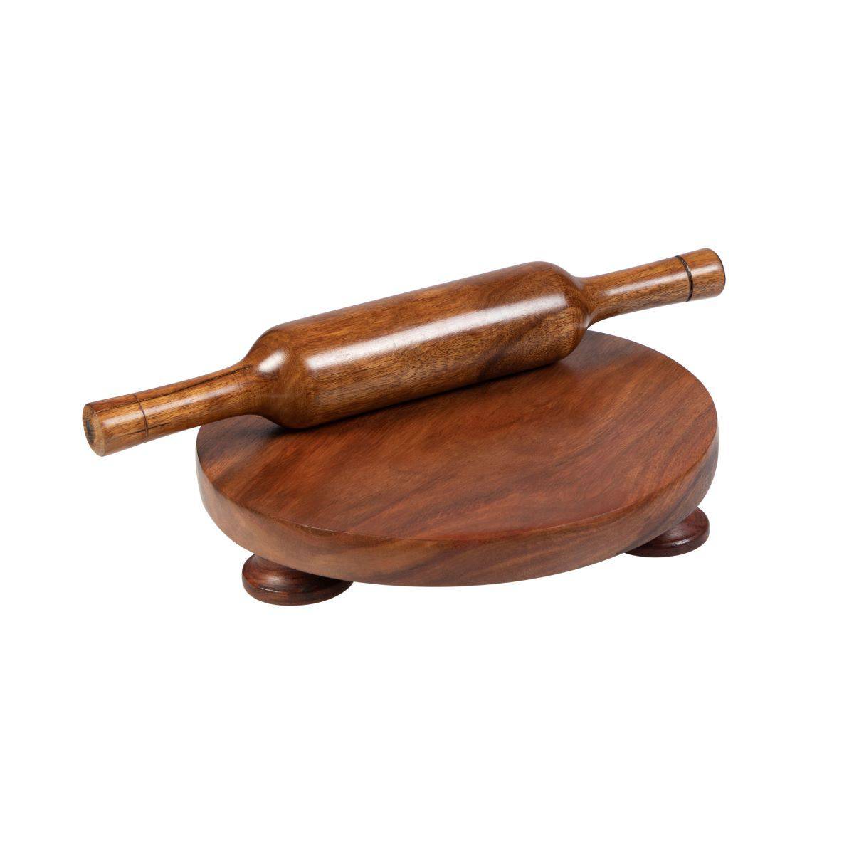 Indian Rosewood or Sheesham Chakla Belan/Rolling Board & Pin Set | Verified Sustainable by Brown Living™