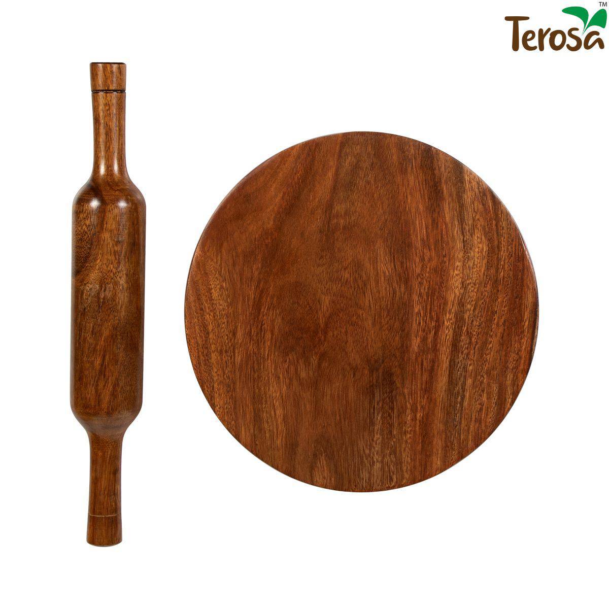 Indian Rosewood or Sheesham Chakla Belan/Rolling Board & Pin Set | Verified Sustainable by Brown Living™