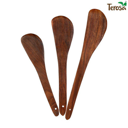 Indian Rosewood or Sheesham Spatula or Half Palta Set II of 3 - Wooden | Verified Sustainable by Brown Living™