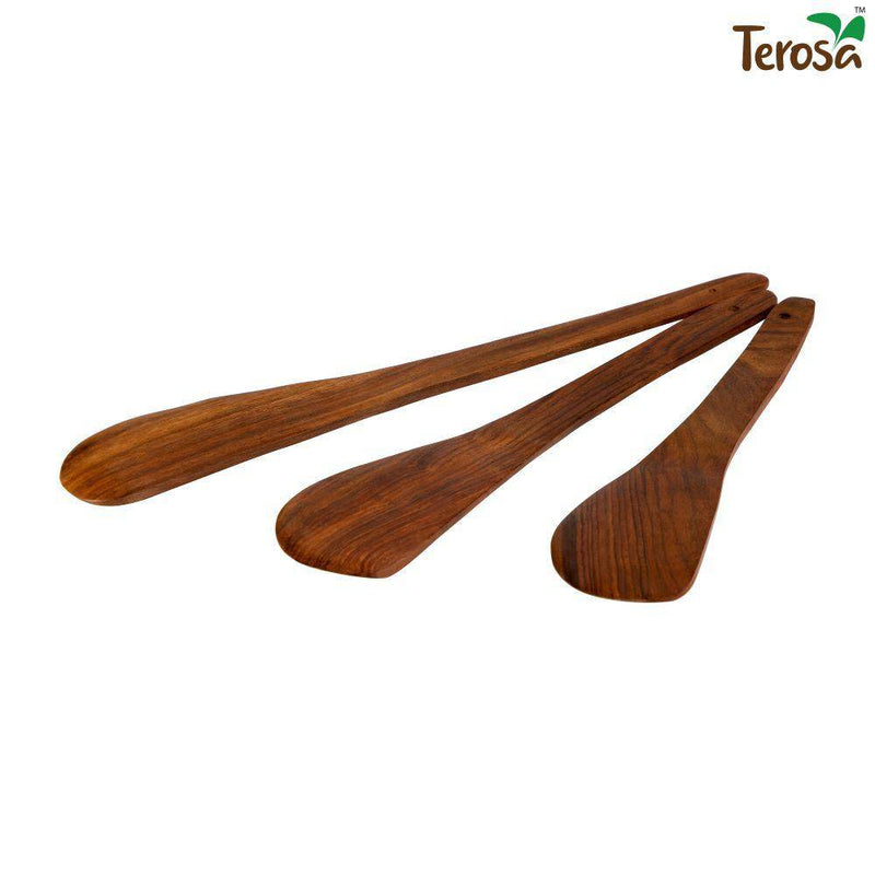 Indian Rosewood or Sheesham Spatula or Half Palta Set II of 3 - Wooden | Verified Sustainable by Brown Living™