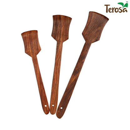 Indian Rosewood or Sheesham Spatula or Palta Set I of 3 - Wooden | Verified Sustainable by Brown Living™