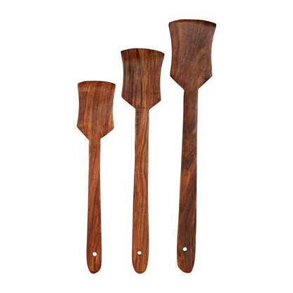 Indian Rosewood or Sheesham Spatula or Palta Set I of 3 - Wooden | Verified Sustainable by Brown Living™