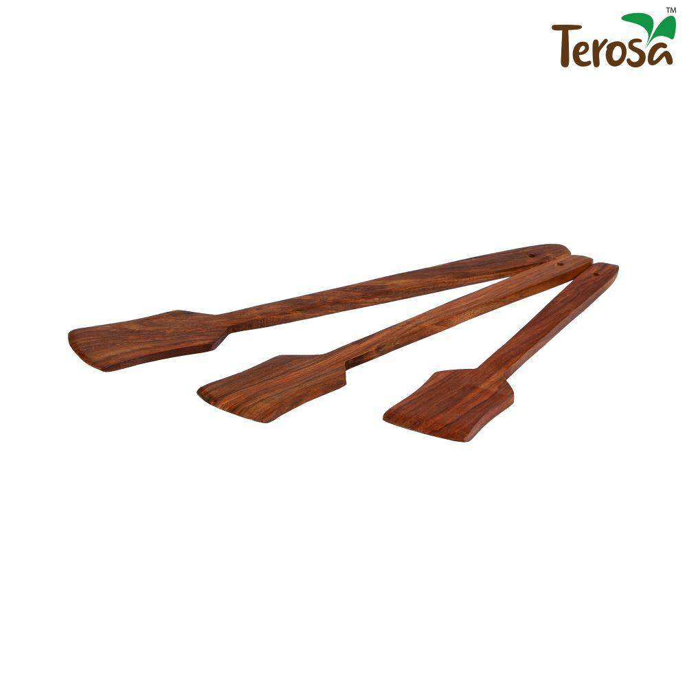 Indian Rosewood or Sheesham Spatula or Palta Set I of 3 - Wooden | Verified Sustainable by Brown Living™