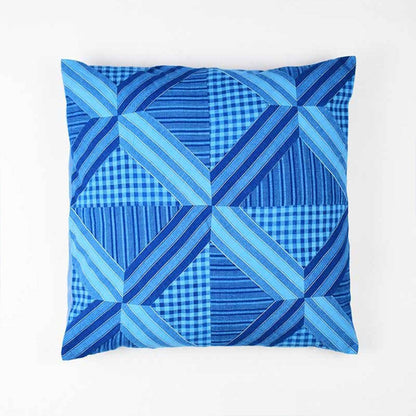 Indigo Applique Cushion Cover – Covers & Inserts by Sonica Sarna available on Brown Living™. 16x16 . SKU: 274 - 14190 - SSD - 208. Img 1.