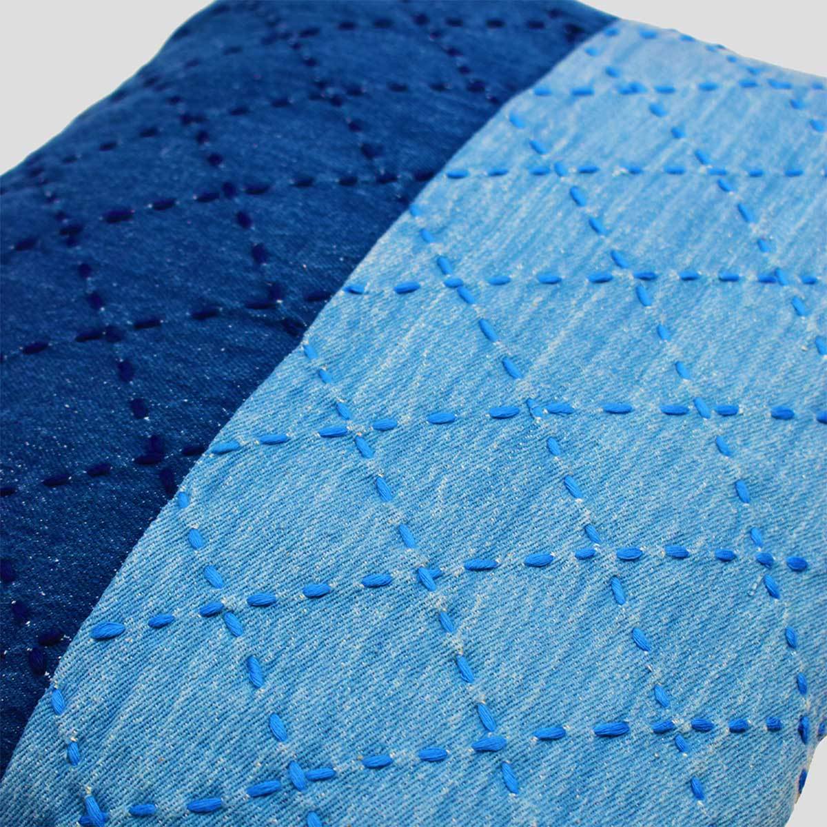 Indigo Embroidered Denim Cushion Cover – Covers & Inserts by Sonica Sarna available on Brown Living™. 12x16 . SKU: 274 - 14198 - SSD - 207. Img 2.