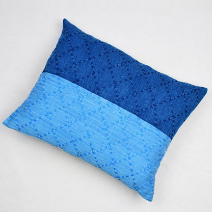 Indigo Embroidered Denim Cushion Cover – Covers & Inserts by Sonica Sarna available on Brown Living™. 12x16 . SKU: 274 - 14198 - SSD - 207. Img 1.