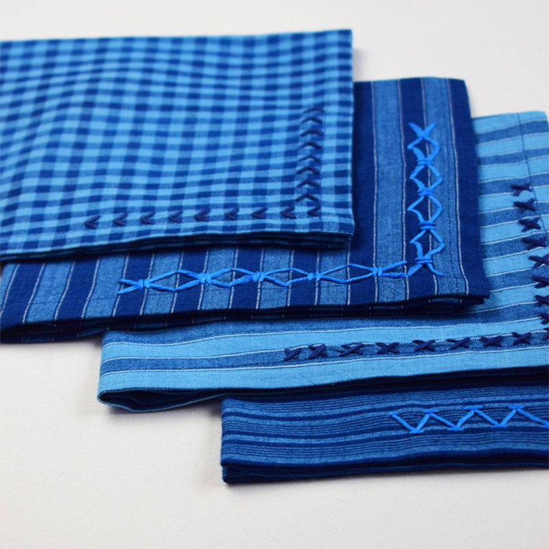 Buy Indigo Embroidered Napkins | Shop Verified Sustainable Table Linens on Brown Living™