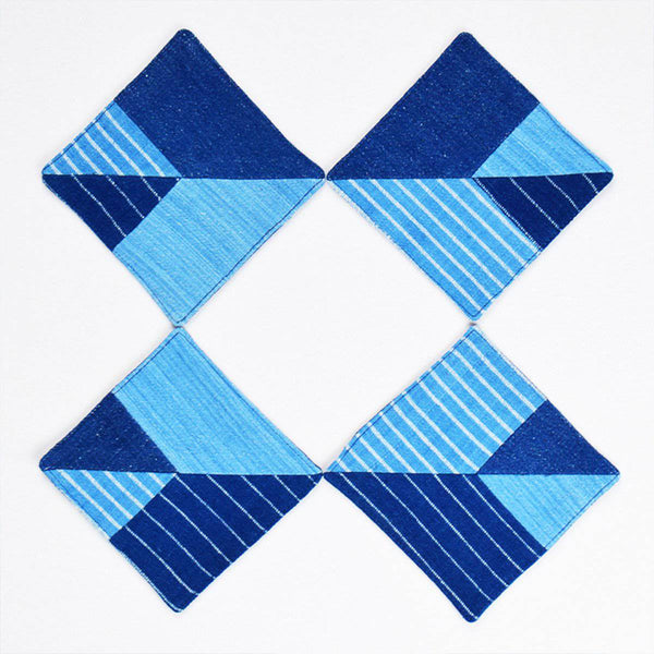 Buy Indigo Geometry Coasters | Shop Verified Sustainable Table Linens on Brown Living™