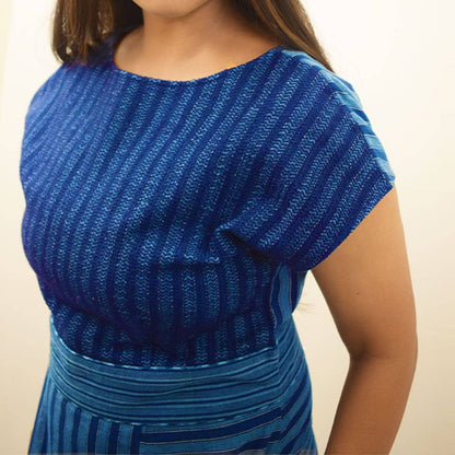 Indigo Handloom Embroidered Dress – Womens Dress by Sonica Sarna available on Brown Living™. XS . SKU: 274 - 14221 - SSD - 154. Img 2.