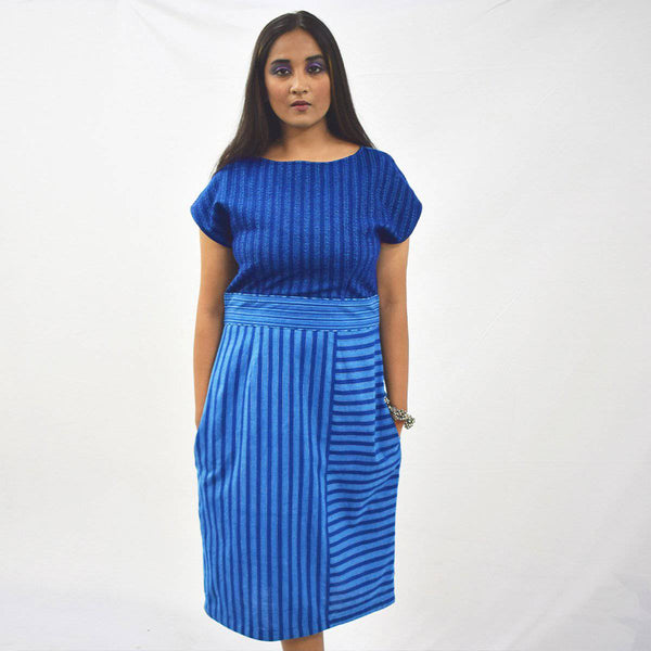 Buy Indigo Handloom Embroidered Dress | Shop Verified Sustainable Womens Dress on Brown Living™