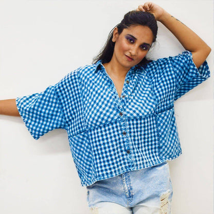 Indigo Handloom Kimono Top – Womens Top by Sonica Sarna available on Brown Living™. XS . SKU: 274 - 14233 - SSD - 170. Img 2.
