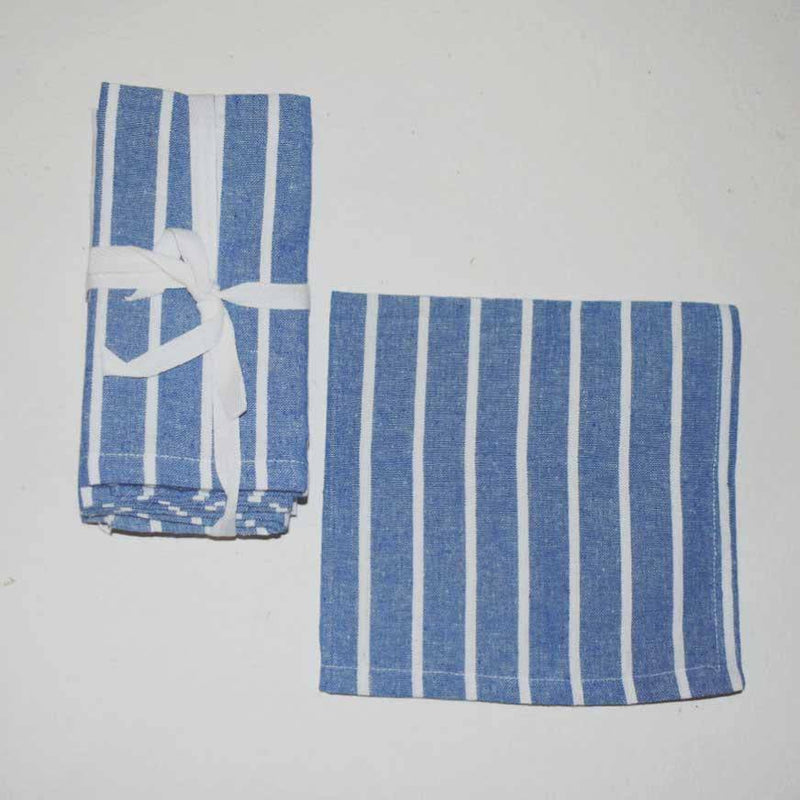 Buy Indigo Handmade Cotton Striped Dining Napkins-Set of 6 | Shop Verified Sustainable Table Linens on Brown Living™