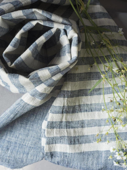 Indigo Ivory Organic Kala Cotton Scarf | Verified Sustainable by Brown Living™