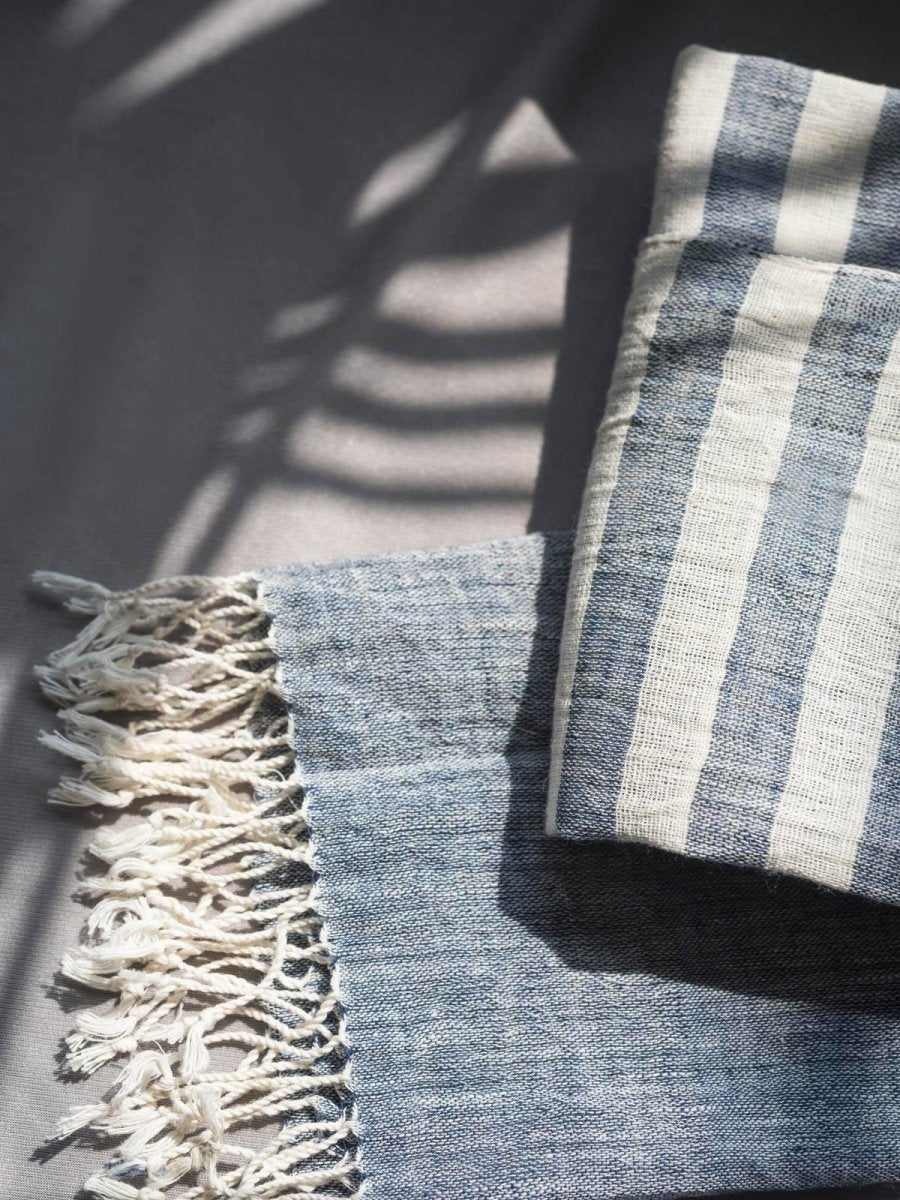 Indigo Ivory Organic Kala Cotton Scarf | Verified Sustainable by Brown Living™