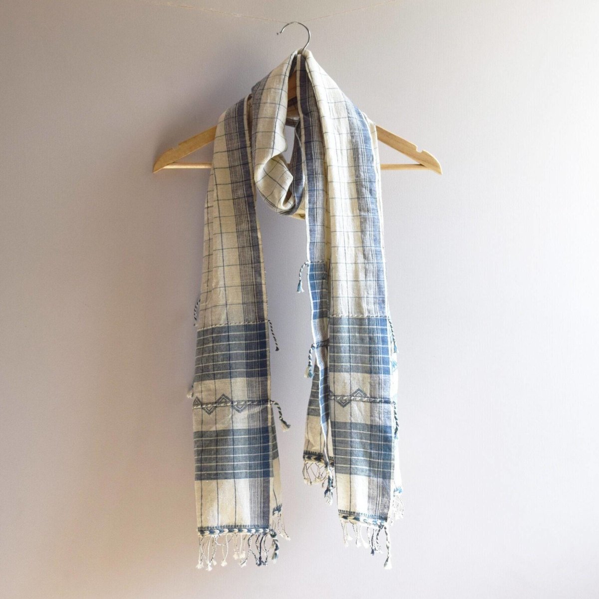 Indigo Ivory Organic Kala Cotton Scarf | Verified Sustainable by Brown Living™