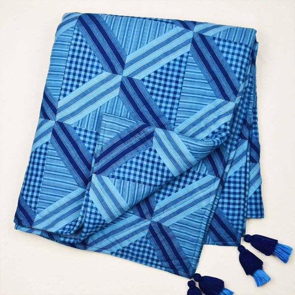 Buy Indigo patchwork quilted throw | Shop Verified Sustainable Bed Linens on Brown Living™