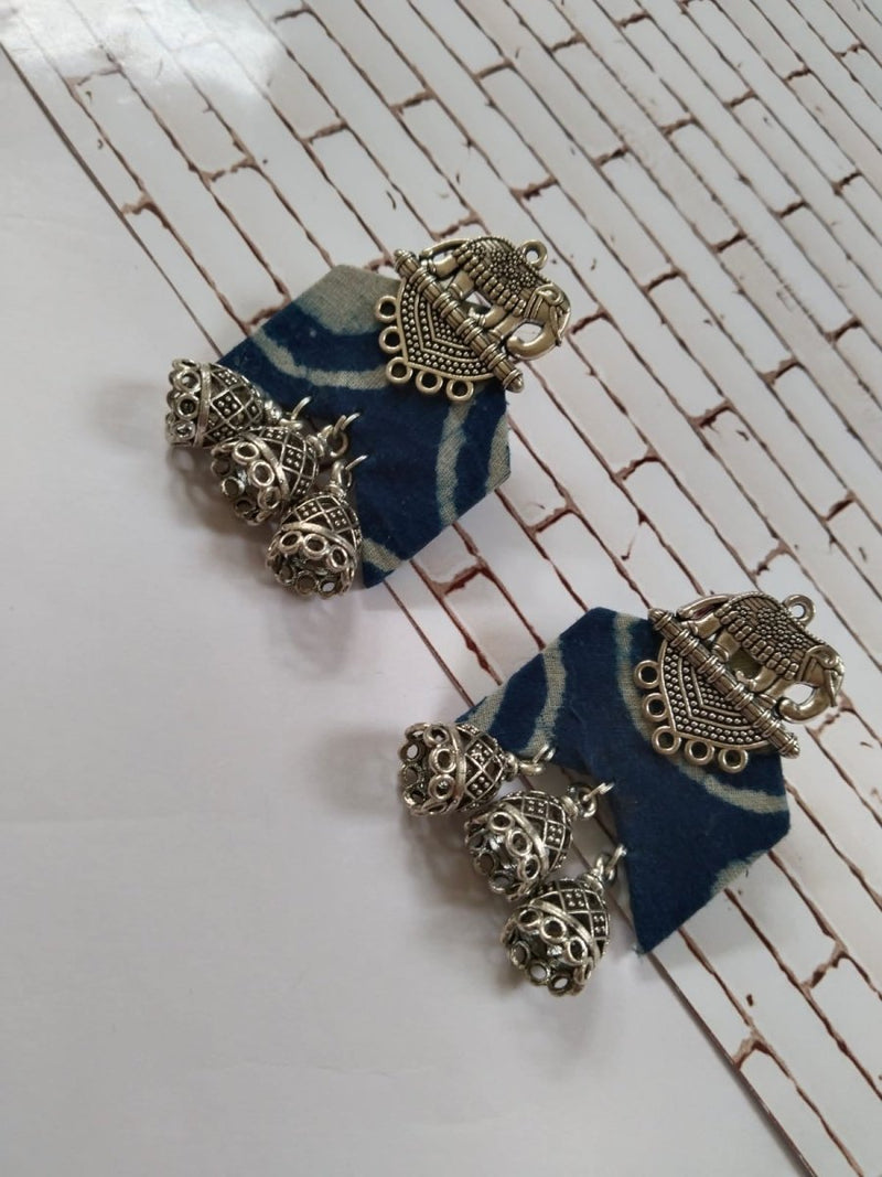 Buy Indigo Print Elephant Charm Earrings | Shop Verified Sustainable Products on Brown Living
