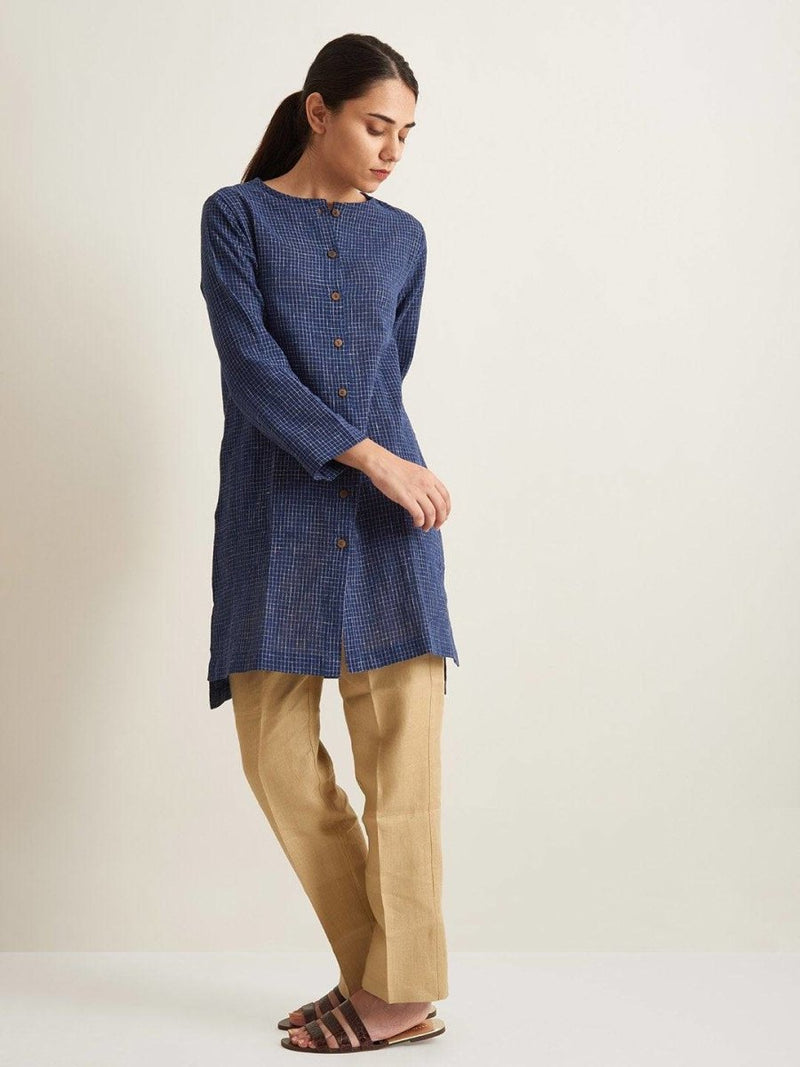 Buy Indigo Shirt Style Tunic | Shop Verified Sustainable Womens Tunic on Brown Living™