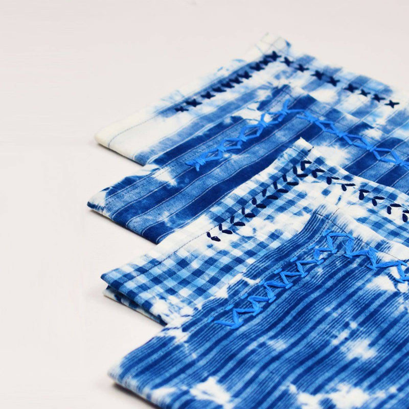 Buy Indigo Tie Dye Embroidered Napkins | Shop Verified Sustainable Table Linens on Brown Living™