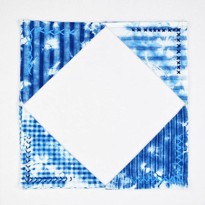 Indigo Tie Dye Embroidered Napkins – Table Linens by Sonica Sarna available on Brown Living™. Set of 2 . SKU: 274 - 14202 - SSD - 210 - A. Img 1.
