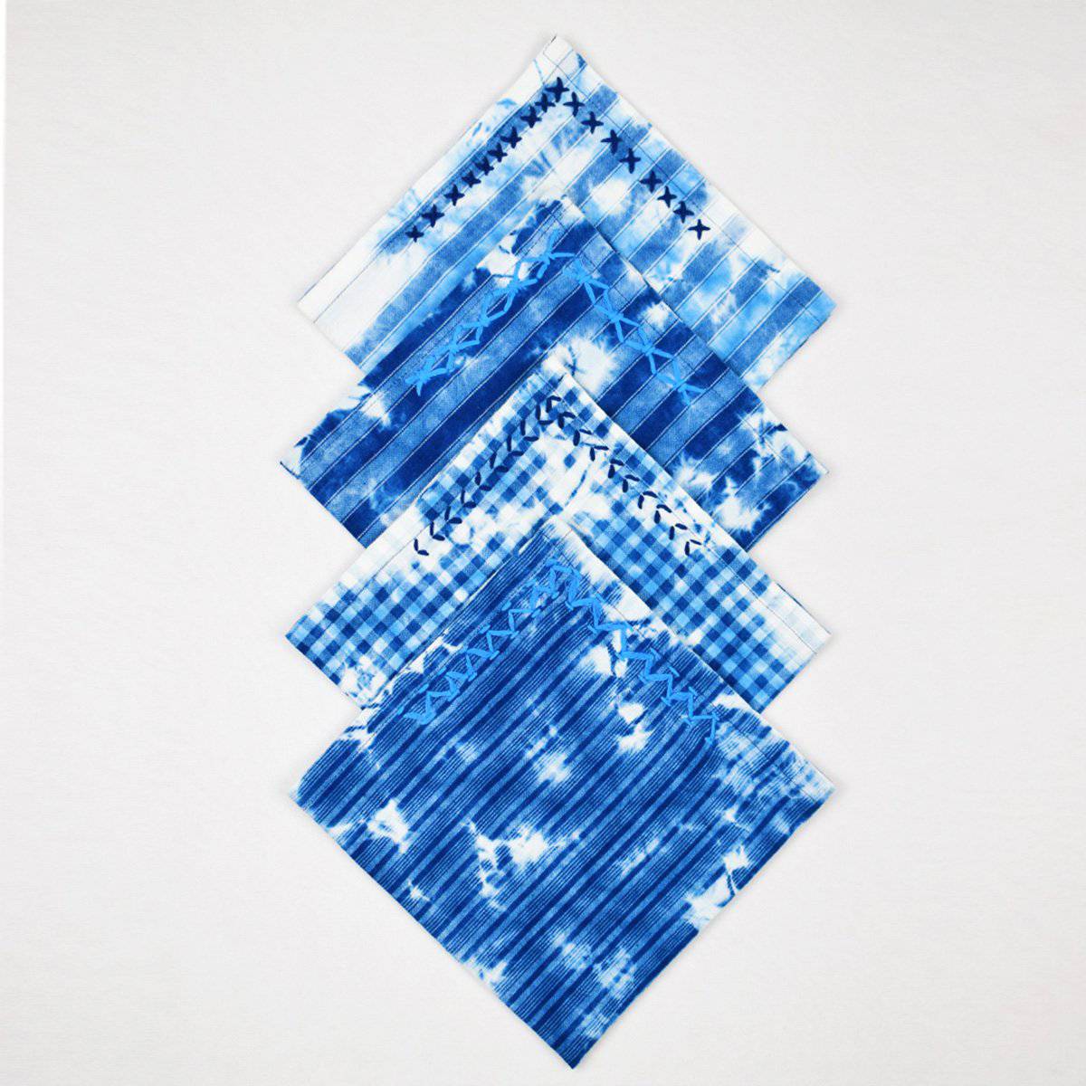 Indigo Tie Dye Embroidered Napkins – Table Linens by Sonica Sarna available on Brown Living™. Set of 2 . SKU: 274 - 14202 - SSD - 210 - A. Img 5.