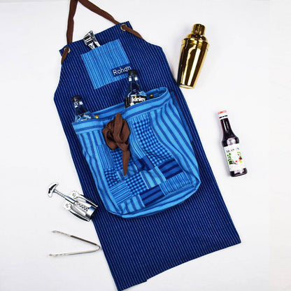 Indigo Unisex Apron Dark + Detachable Pouch – Kitchen Linens by Sonica Sarna available on Brown Living™. 27 x 32 . SKU: 274 - 14095 - SSD - 212A. Img 3.