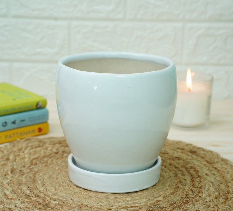 Buy Indoor Ceramic Pot for Living Room - White Pot | Shop Verified Sustainable Products on Brown Living