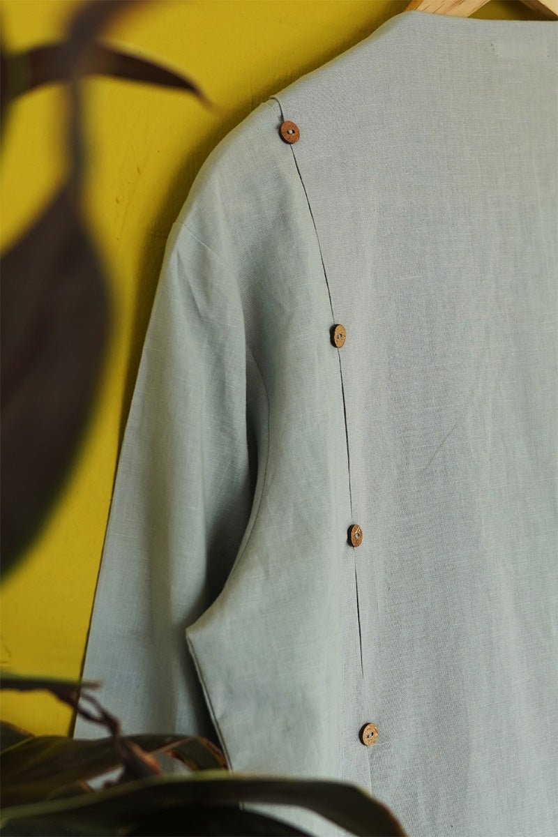 Buy Inej- Naturally Dyed Pure Linen Mens Kurta | Shop Verified Sustainable Mens Kurta on Brown Living™