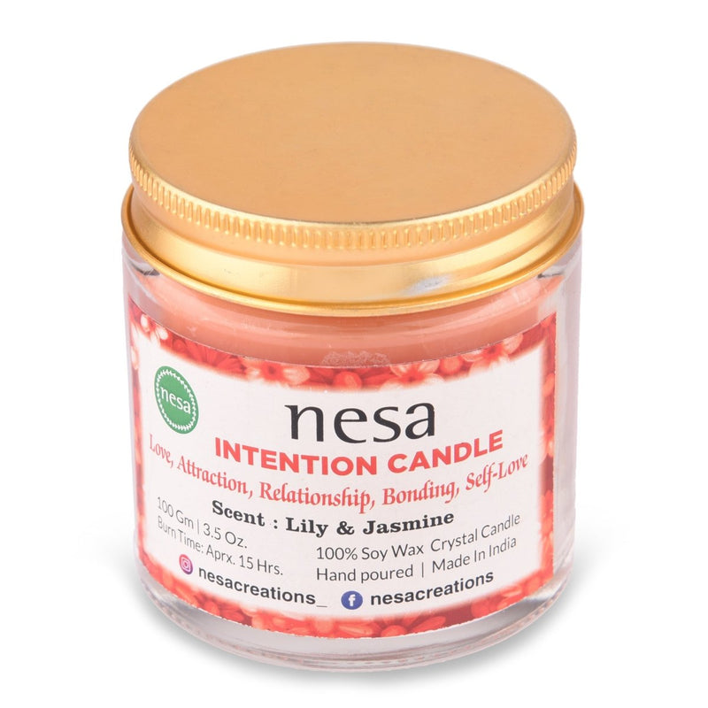 Intention Crystal Soy Wax Candle | Lily & Jasmine | 100 g | Verified Sustainable by Brown Living™