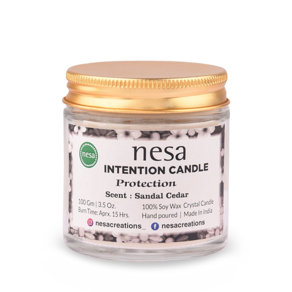 Intention Crystal Soy Wax Candle Sandal Cedar | 100 g | Verified Sustainable by Brown Living™