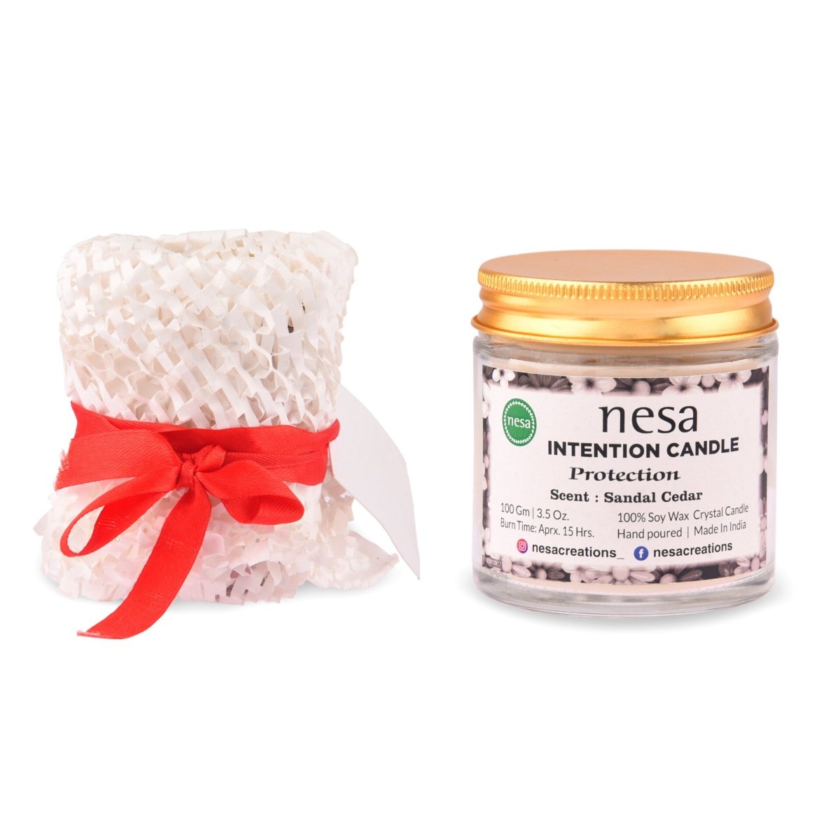 Intention Crystal Soy Wax Candle Sandal Cedar | 100 g | Verified Sustainable by Brown Living™