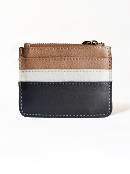 Iris - Apple Leather Card Holder (Grey & Caramel) | Verified Sustainable by Brown Living™