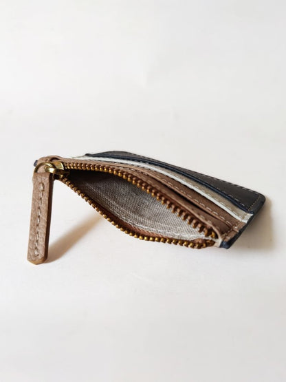 Iris - Apple Leather Card Holder (Grey & Caramel) | Verified Sustainable by Brown Living™