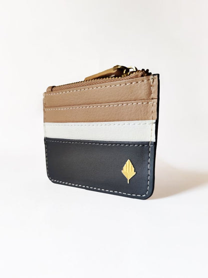 Iris - Apple Leather Card Holder (Grey & Caramel) | Verified Sustainable by Brown Living™