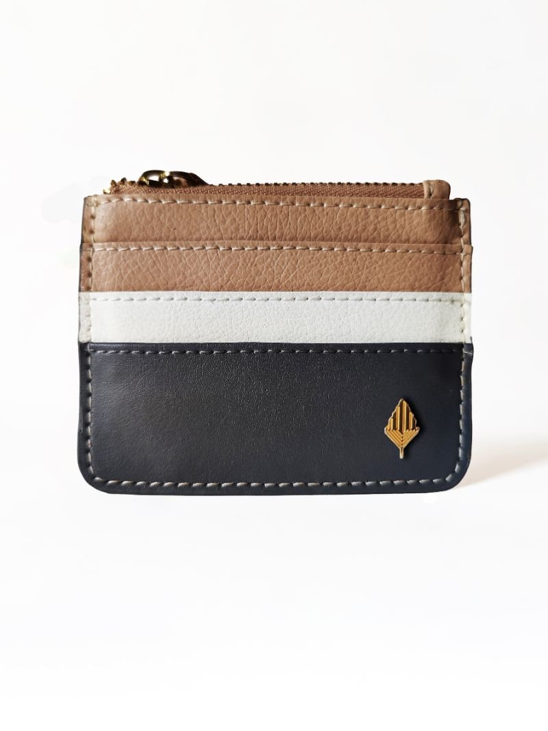 Iris - Apple Leather Card Holder (Grey & Caramel) | Verified Sustainable by Brown Living™