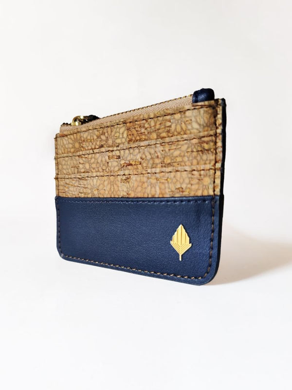 Buy Iris- Apple leather & cork cardholder (Navy Blue) | Shop Verified Sustainable Wallet on Brown Living™