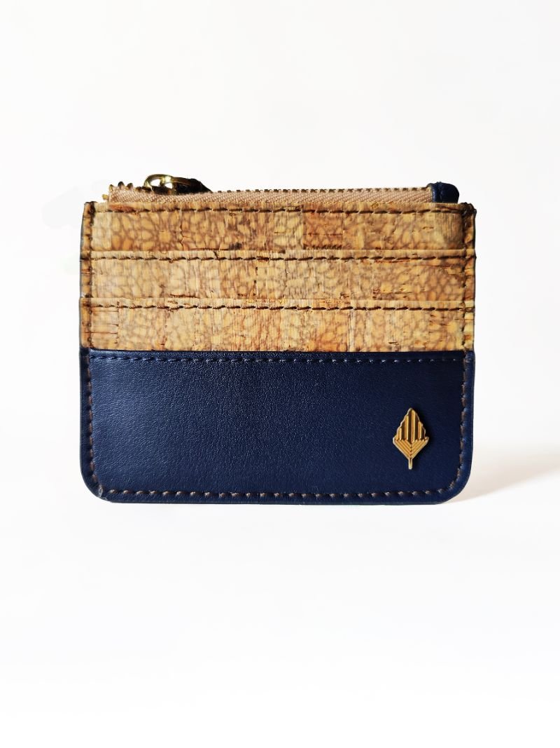 Buy Iris- Apple leather & cork cardholder (Navy Blue) | Shop Verified Sustainable Products on Brown Living