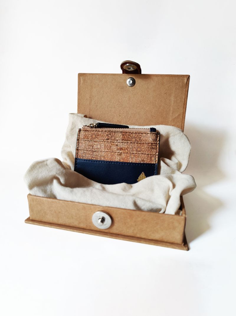 Buy Iris- Apple leather & cork cardholder (Navy Blue) | Shop Verified Sustainable Products on Brown Living