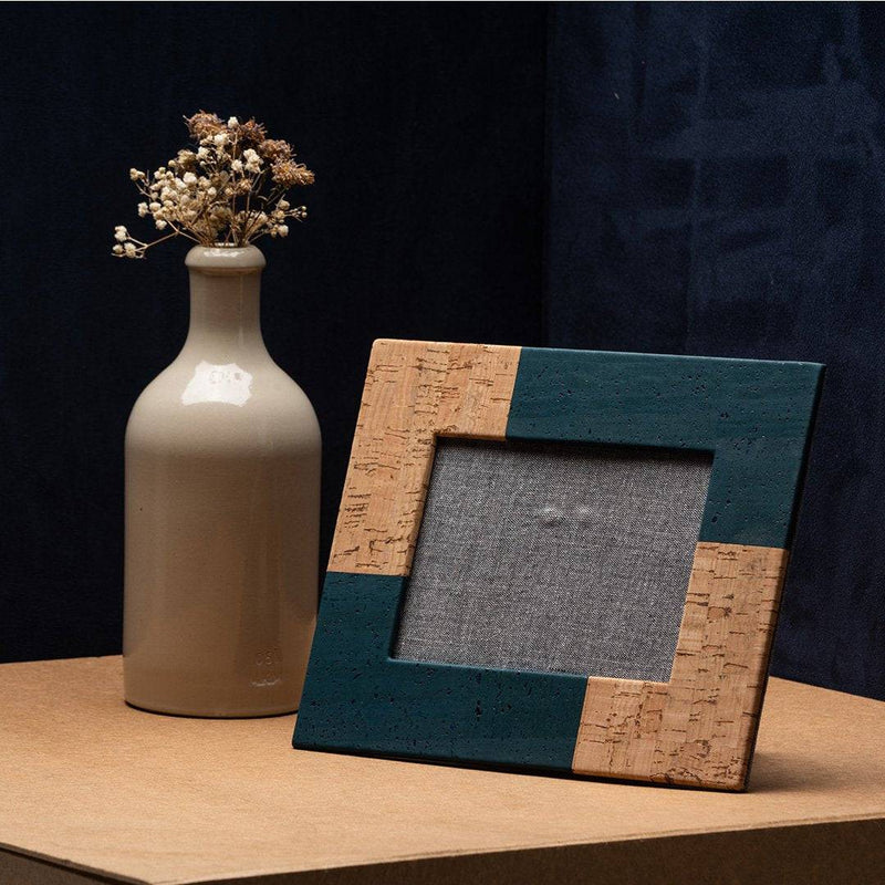Buy Ita Photo Frame | Teal and Natural Cork | Shop Verified Sustainable Table Decor on Brown Living™