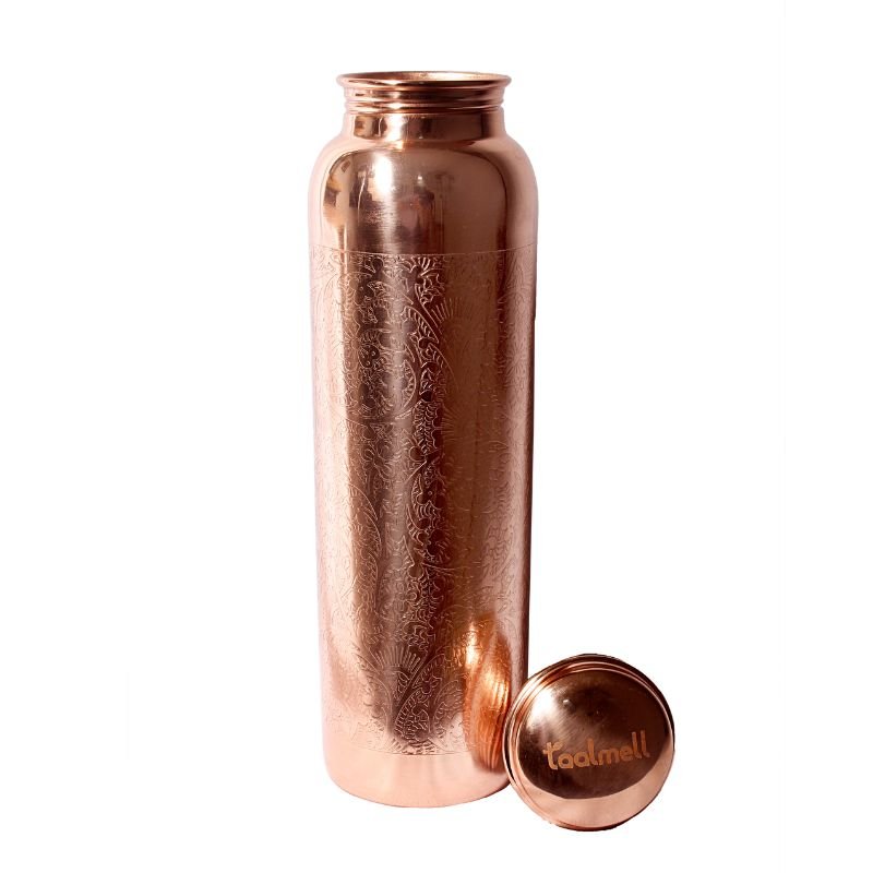 Itching Copper Bottle 1 Ltr | Copper Purity Guarantee Certificate | Free Cotton Bag | Verified Sustainable by Brown Living™