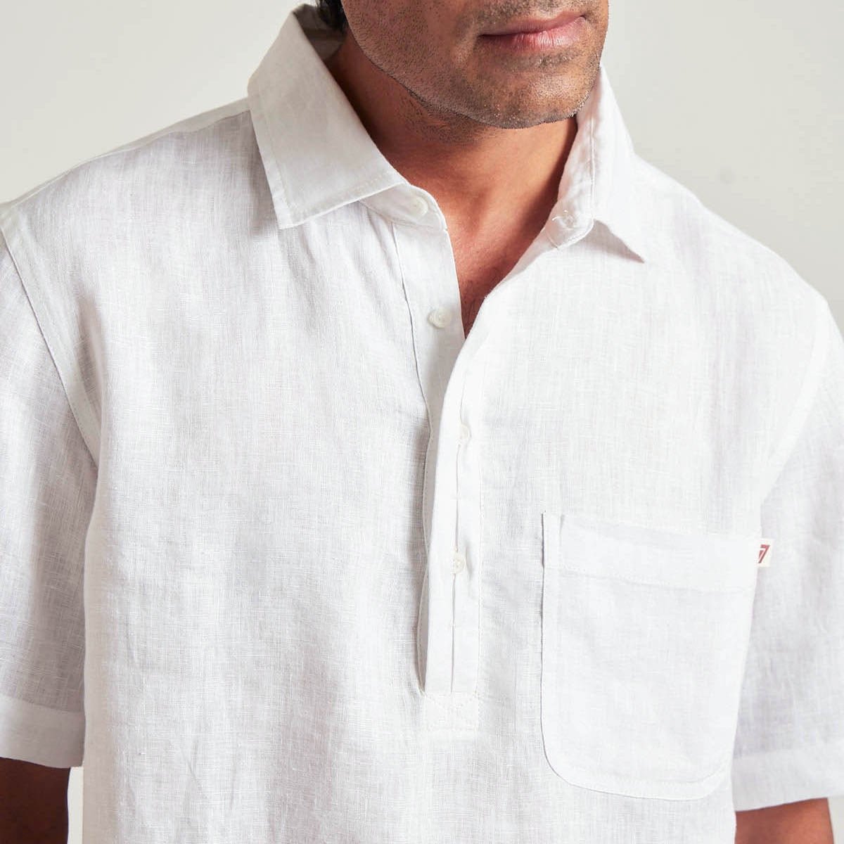 Jack Organic Linen Half Placket Henley Shirt | Verified Sustainable by Brown Living™