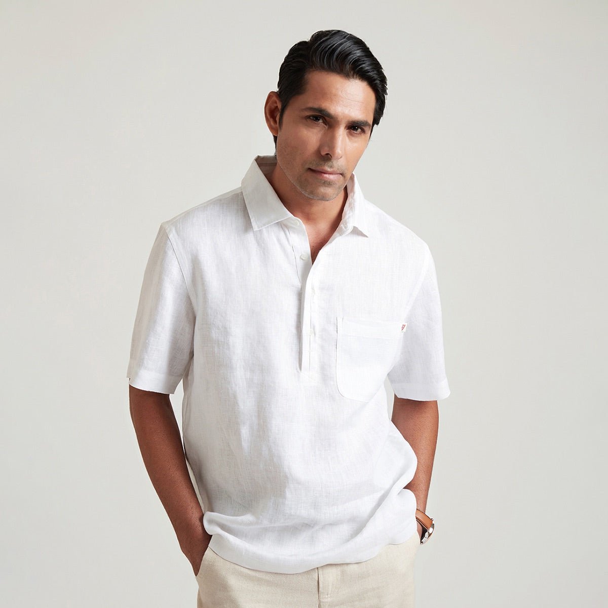 Jack Organic Linen Half Placket Henley Shirt | Verified Sustainable by Brown Living™