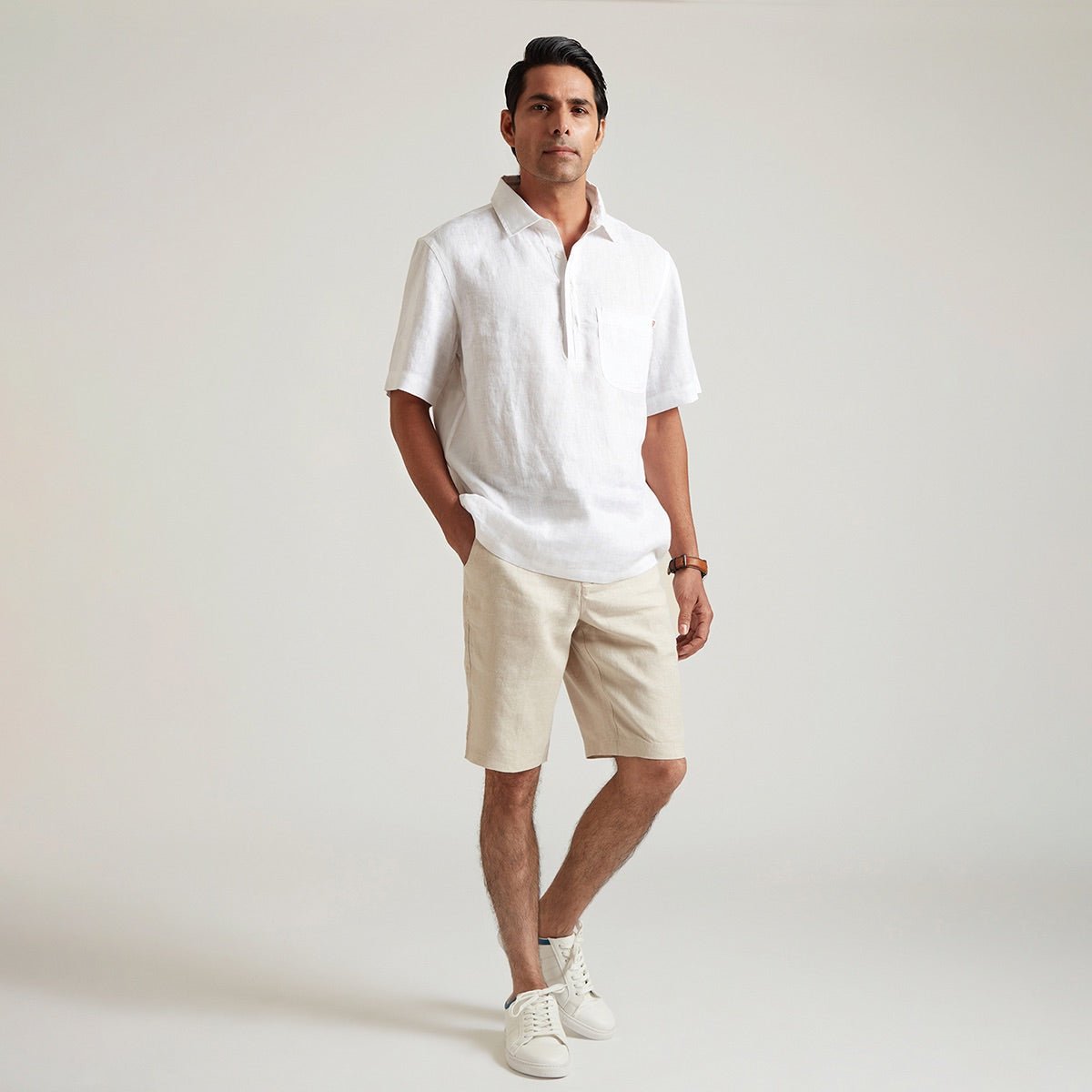 Jack Organic Linen Half Placket Henley Shirt | Verified Sustainable by Brown Living™