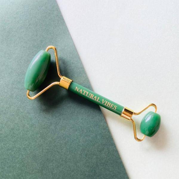 Jade Roller & Massager - Face,Neck&Undereye - FREE Gold Beauty Oil – Massager by Natural Vibes available on Brown Living™. . SKU: 063 - 06400 - NV_Jade_Green_Roller_oil. Img 3.