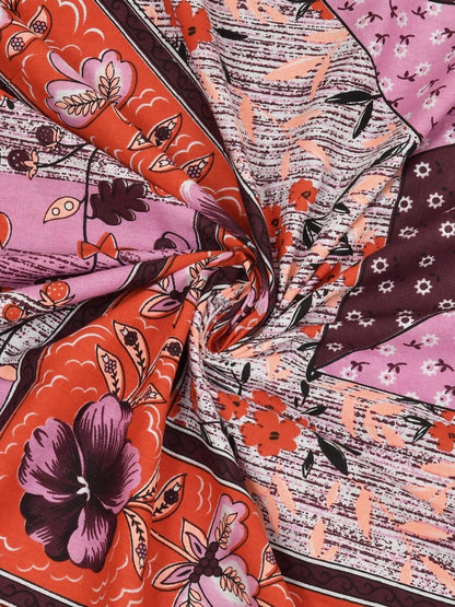 Jaipuri Hand Printed Queen Size Cotton Orange Bedsheet with Pillow Covers | Verified Sustainable by Brown Living™