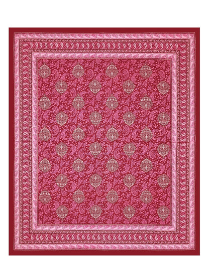 Jaipuri Hand Printed Queen Size Cotton Red Bedsheet with Pillow Covers | Verified Sustainable by Brown Living™