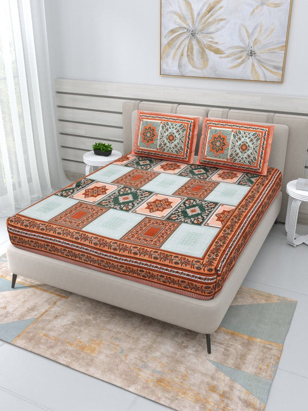 Buy Jaipuri Hand Printed Queen Size Cotton Yellow Bedding Set -609 | Shop Verified Sustainable Products on Brown Living