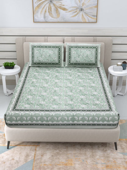 Jaipuri Hand Printed Queen Size Cotton Bedding Set - 622 | Verified Sustainable by Brown Living™