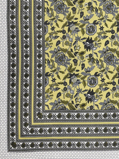 Jaipuri Hand Printed Queen Size Cotton Bedding Set - 636 | Verified Sustainable by Brown Living™